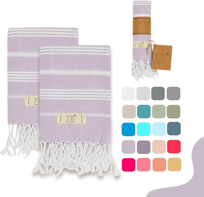 Hand Towels - Set of 2, Decorative Peshtemal Cotton Hand Towels by YAZZTURKISHCOTTON