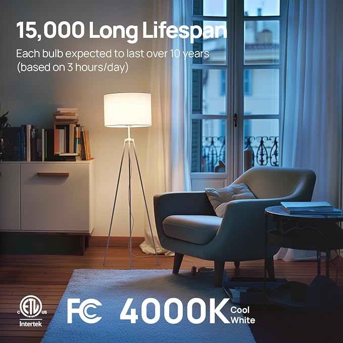 Linkind A19 LED Light Bulbs, 60W Equivalent Dimmable Light Bulbs, 4000K Cool - Image 6