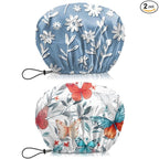 2 PCS Shower Cap Waterproof Double Layer Elastic Adjustable Reusable Hair Bath by BHAHB