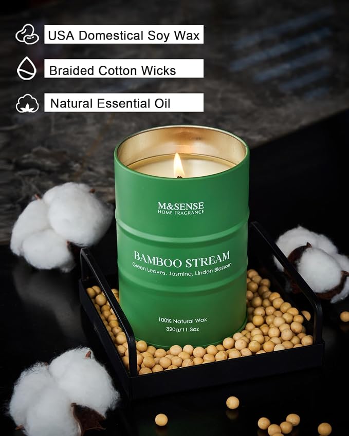 M&SENSE Bamboo Scented Candles Natural Non Toxic, Aromatherapy Candle - Image 4