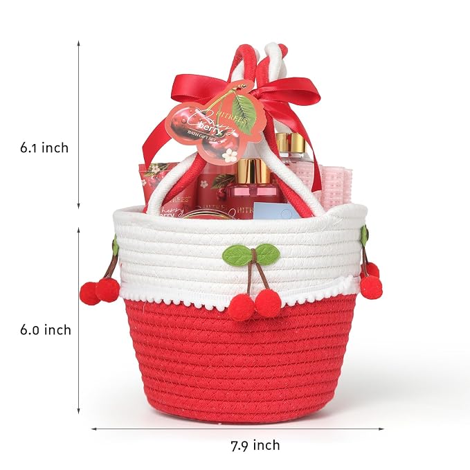 Spa Gifts for Women, Cherry & Berry Spa Gift Set for Teenage Tote Bag, Shower - Image 9