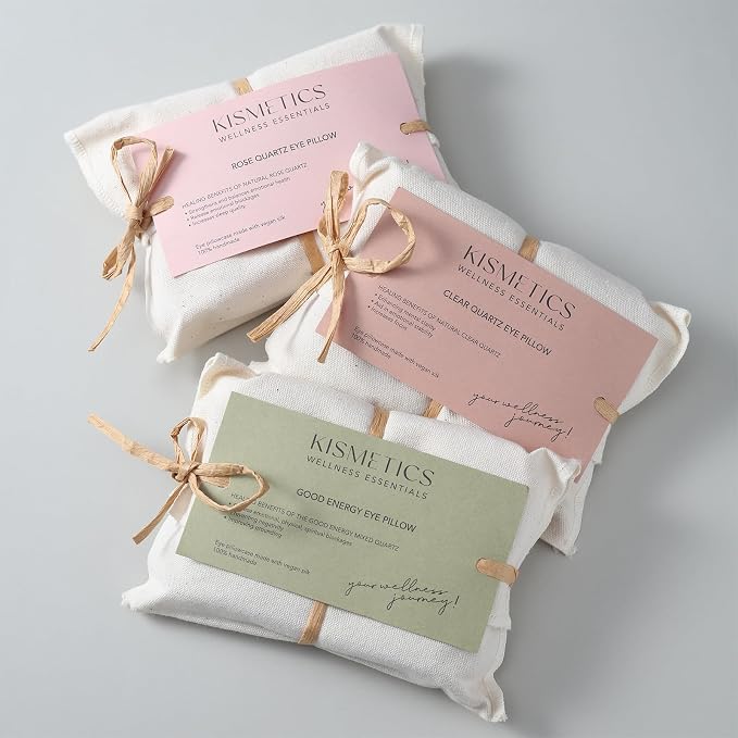 Weighted Eye Pillow for Relaxation, SPA and Travelling, 100% Natural Rose Quartz - Image 3