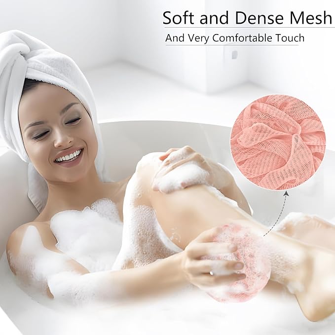 Yoget 4 Pack Shower Loofah Sponge, 60G Bath Sponge, Soothe Skin - Image 4