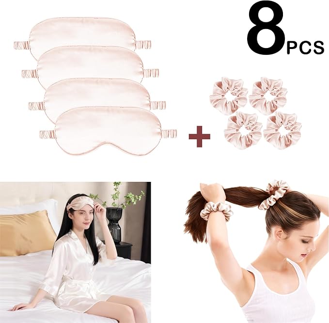 Satin Eye Mask 8Pcs Silk Sleep Masks Silky Blindfold Eyeshade Blackout Eyes - Image 2