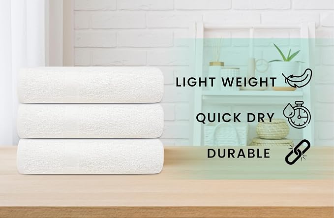 ZUPERIA White Bath Towels Bulk 12 Pack - Image 2