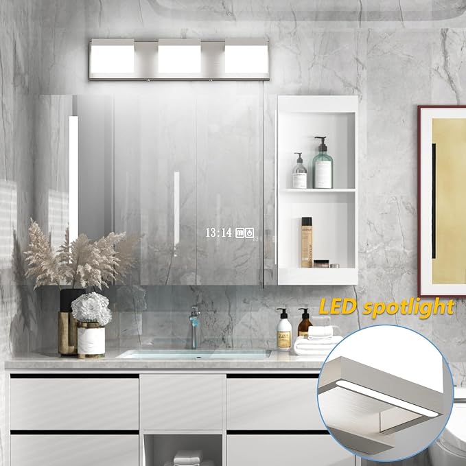 Tipace 3 Lights LED Modern Vanity Light Brushed Nickel Bathroom Lighting - Image 4