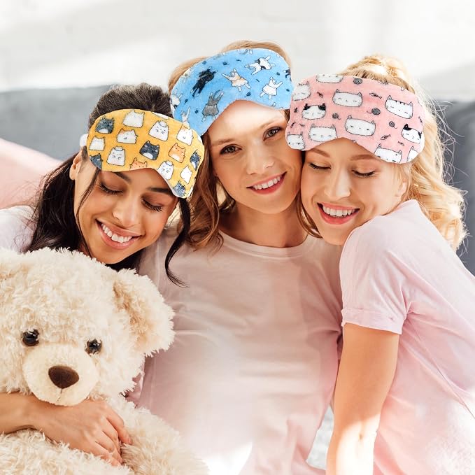 Cuffbow 6 Pack Plush Sleep Mask Set, Cute Plush Eye Masks - Image 6