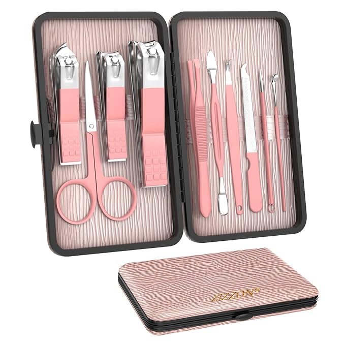 ZIZZON Travel Mini Manicure Set Nail Clipper Set 10 in 1 Stainless Steel by ZIZZON