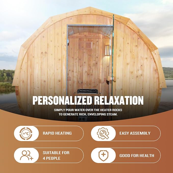 OUTEXER Outdoor Traditional Sauna 4-5 Person Wooden Saunas, 6’x6’Steam Wet - Image 5