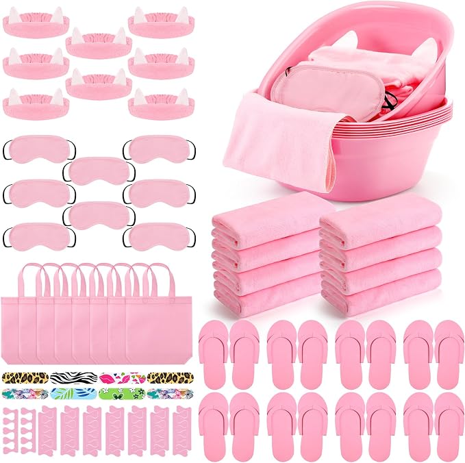 Jeyiour 72 Pcs Foot Spa Set for Girls Include Foot Tub Washbasin Hand Towels by Jeyiour