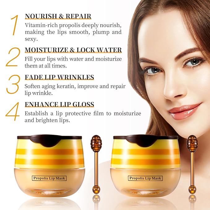 2 PCS Honey Lip Balm Pot, Honey Lip Mask, Hydrate & Moisturizing Skin Care - Image 5