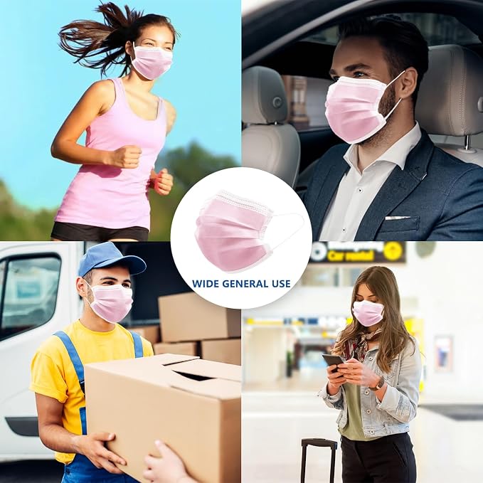 100Pcs Pink Disposable Face Mask, 3 Ply Masks - Image 5