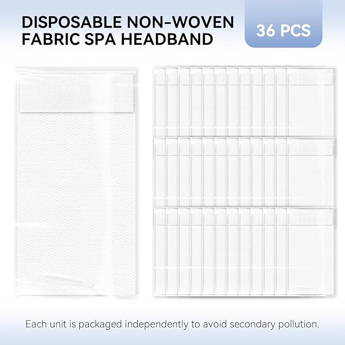 White Disposable Spa Headband for Women – 36pcs Disposable Headbands for Spa - Image 2