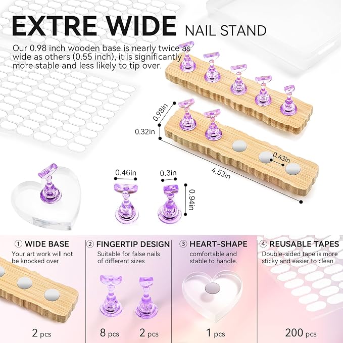 Nail Stand for Press On Art Display Practice 2 Sets, 1 Heart Acrylic Magnetic - Image 4