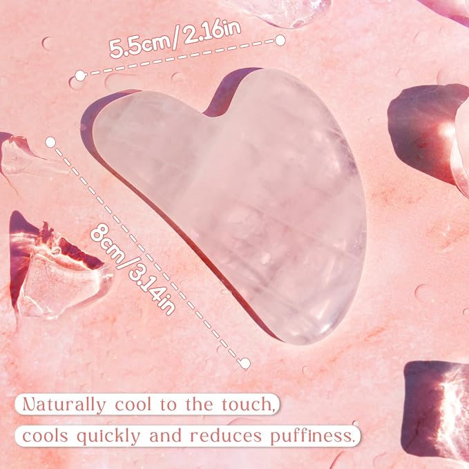 Flagest Gua Sha Rose Quartz Massage Tool, Facial Tool - Image 5