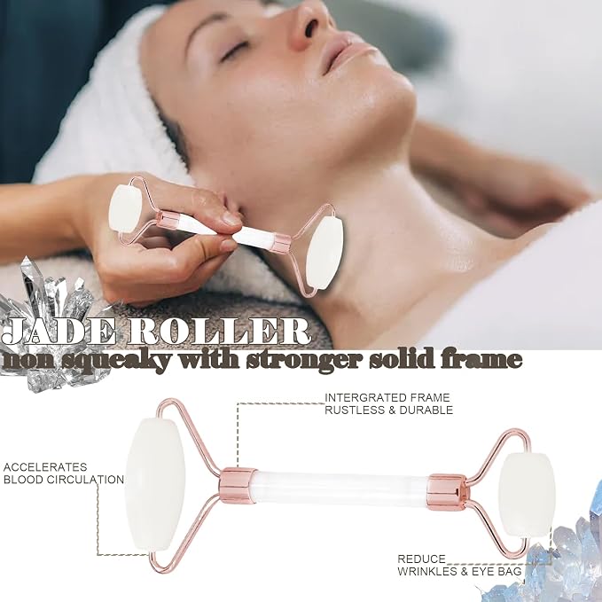 Jade roller and gua sha, facial roller, women's skincare tool, self-care gift - Image 3