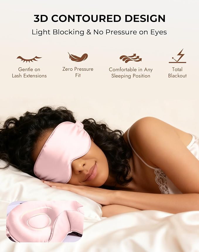 SilkSilky 100% 22 Momme Mulberry Silk Sleep Mask – Upgraded 3D Contoured Eye - Image 5