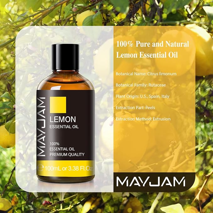 Lemon Essential Oil, MAYJAM Large Volume Pure Essential Oils - Image 3