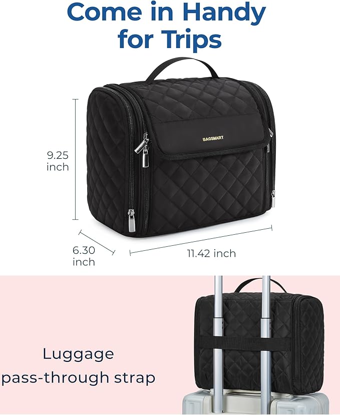 BAGSMART Hanging Travel Toiletry Bag, Large Capacity Water-resistant Cosmetic - Image 5