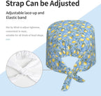 Scrub Cap for Women and Men Boho Black Leaf Pattern Adjustable Breathable - Image 4
