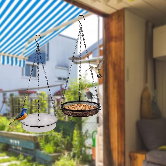 HRAYLTOP 2-in-1 Set Hanging Bird Feeder and Bath - Image 5
