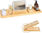 Bamboo Bathtub Tray | Splash-Proof Adjustable | Non-Slip Pads, Wine Holder & by Unknown