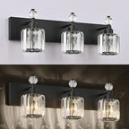 PRESDE Crystal 3 Light Bathroom Vanity Lights Modern Matte Black Bathroom - Image 5