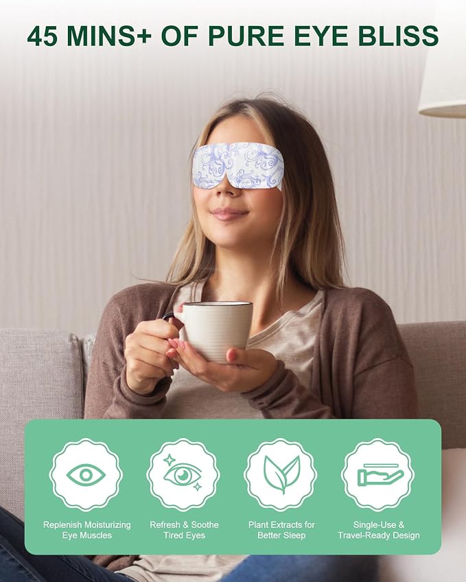 Self Heating Eye Mask for Dry Eyes 24 Pack, 45+ Min Steam Eye Masks Disposable - Image 2