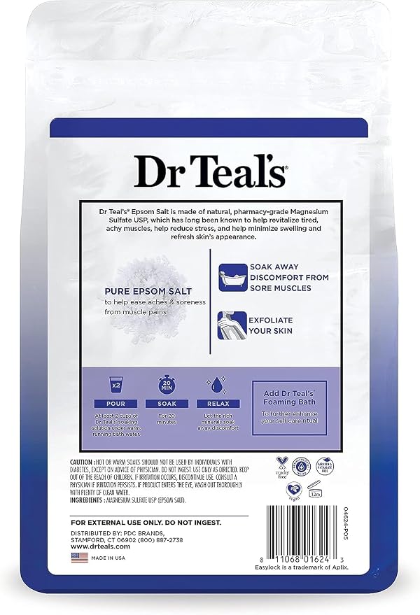 Dr Teal's Pure Epsom Salt Soak, Fragrance Free, 4 lbs - Image 3