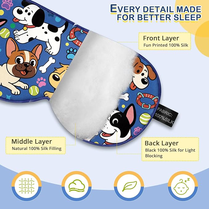 Kids Silk Sleep Mask: 100% Mulberry Silk Eye Mask - Image 2