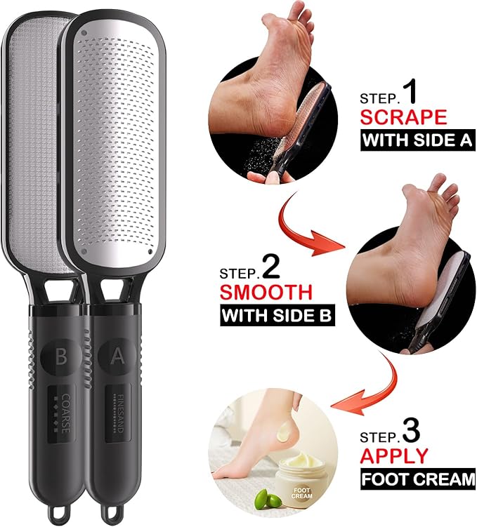Antonki Foot File for Dead Skin, Double Sided Callus Remover for Feet, Metal - Image 6