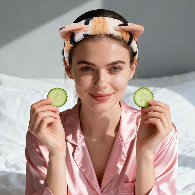 PERFECTSIGHT Spa Headband for Washing Face, 2 Pack Cute Hair Band for Shower - Image 7