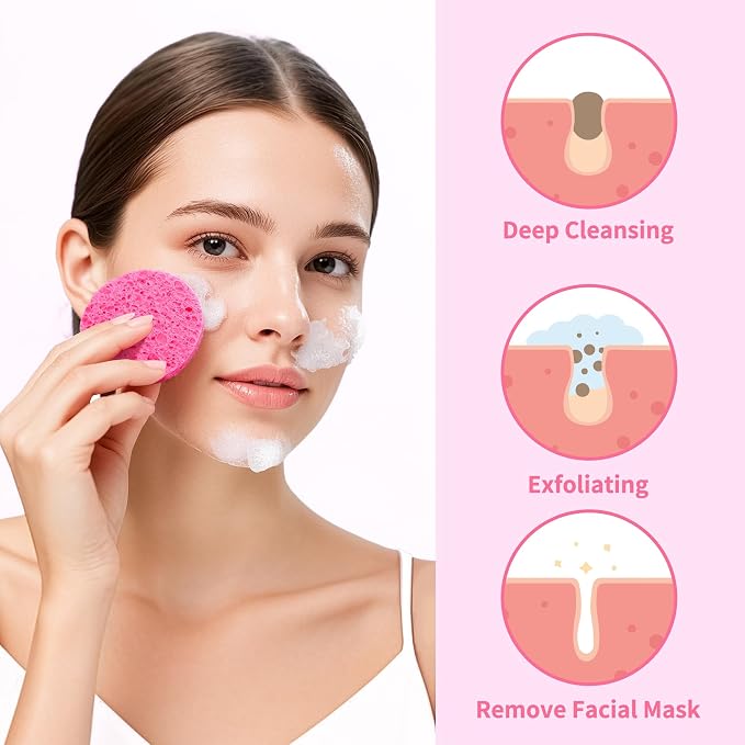 100-Count Compressed Facial Sponges, Natural Cellulose Face Sponges - Image 5