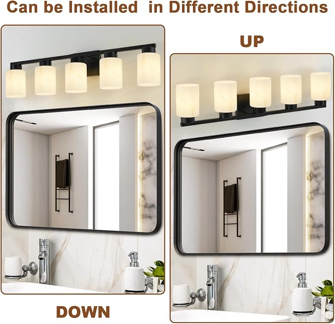 5-Light Bathroom Light Fixtures, Modern Vanity Lights, Living Room, E26 Base - Image 4