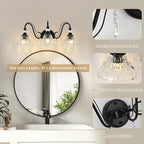 Black Bathroom Vanity Light, 3-Light Matte Black Finish Farmhouse Wall Sconce - Image 4