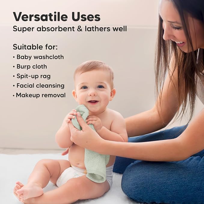 6-Pack Baby Washcloths – Soft Absorbent Viscose from Bamboo Washcloths - Image 6