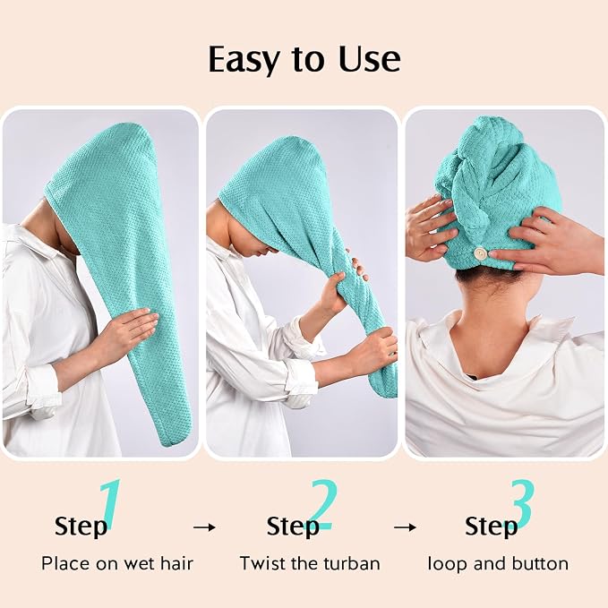 YFONG 2 Pack Microfiber Hair Towel Wrap - Image 6