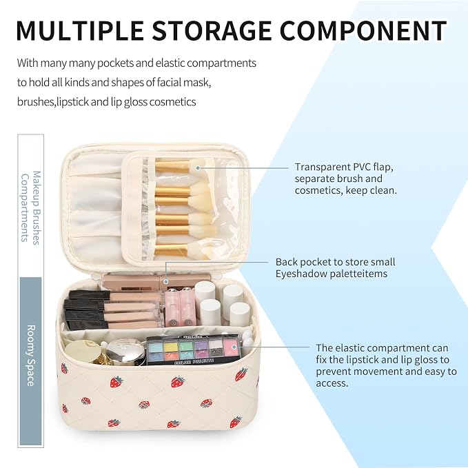 OCHEAL Makeup Bag, Travel Makeup Organizer Bag, Large Capacity Cosmetic Bags - Image 3
