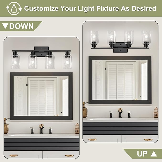 Unicozin Modern Bathroom Light Fixtures, 4 Light Vanity Lights Over Mirror - Image 2