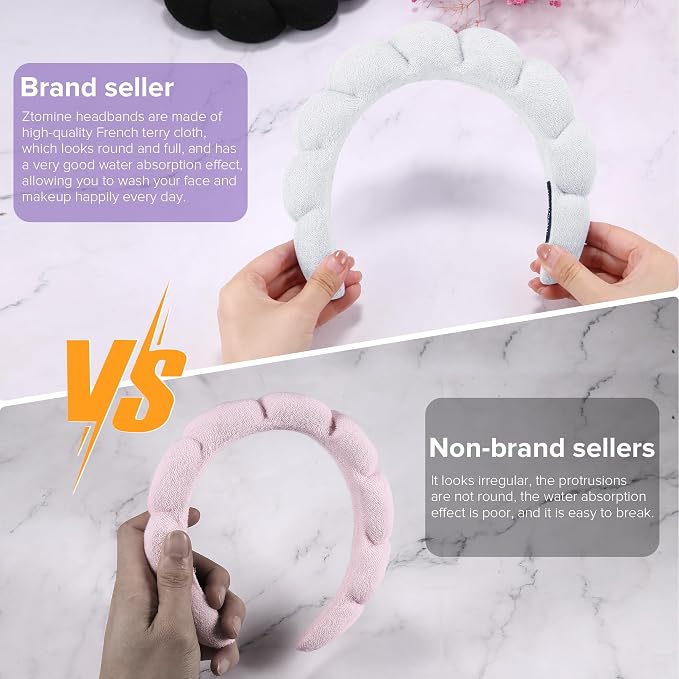 Ztomine Spa Headbands, Puffy Makeup Headbands - Image 3