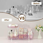 360 Rotating Vanity Makeup Organizer, 2 Small Trays & 5 Compartments - Image 6