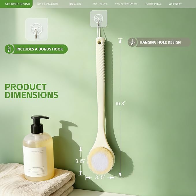 Back Scrubber for Shower with Long Handle, Dual-Sided Bath Brush with Soft - Image 7