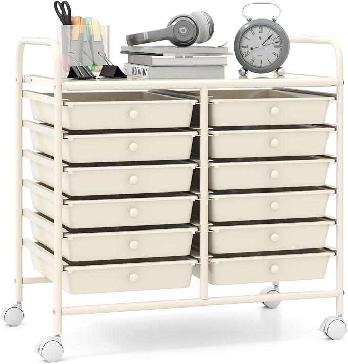 Giantex 12 Drawers Rolling Cart, Mobile Storage Drawer Cart, Classroom by Giantex