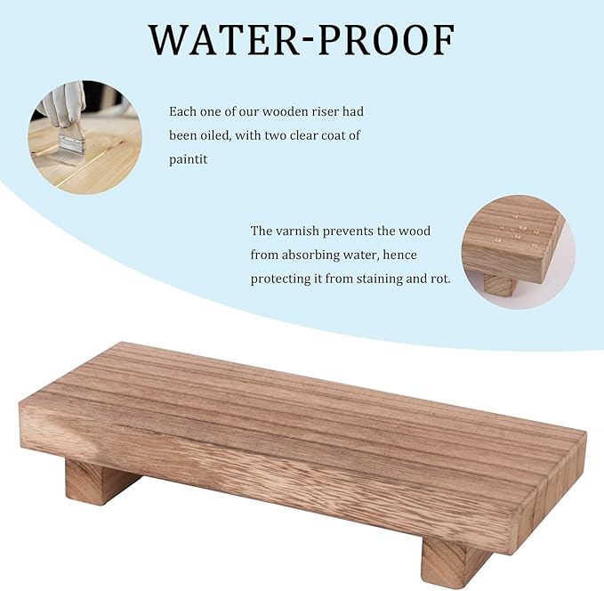 zoocatia Small Wood Tray Pedestal Stand Farmhouse Bathroom Decor Decorative - Image 3
