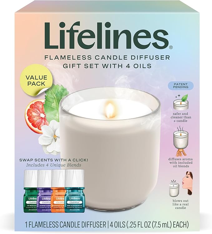 Lifelines Flameless Candle Aromatherapy Essential Oil Diffuser by LifeLines