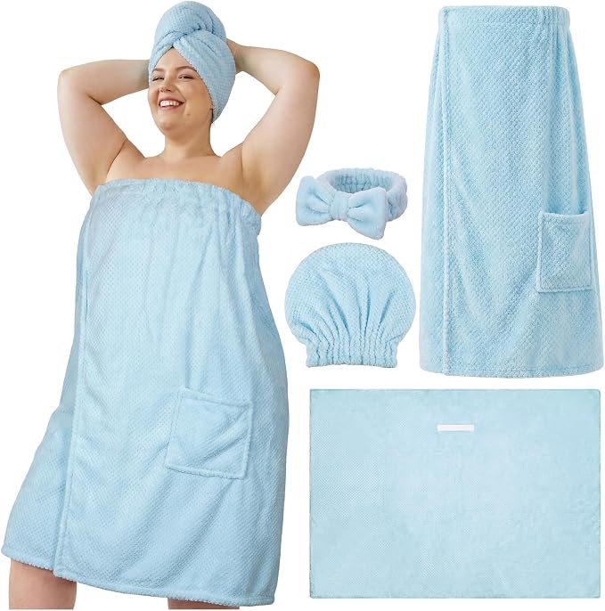Tigeen Plus Size Towel Wrap for Women Spa Robe Set by Tigeen