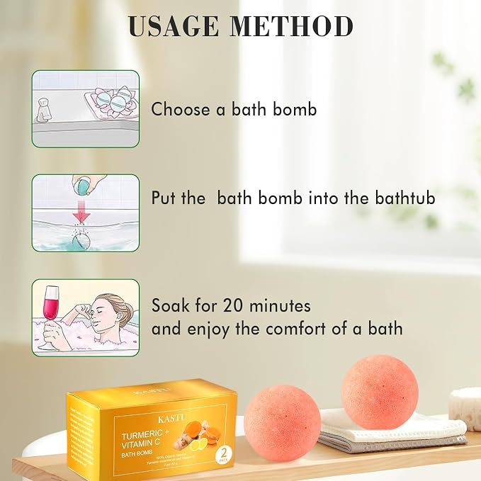 Bath Bombs Salt Balls, Turmeric Lemon Vitamin C Lemon Extract Essential Oils - Image 3