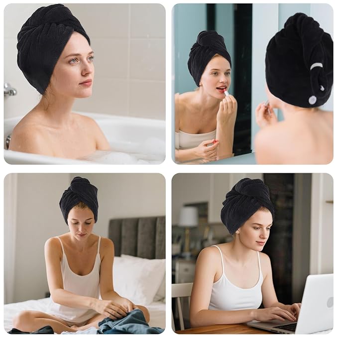 SINLAND Microfiber Hair Drying Cap Hair Towel Turban Twist - Image 7