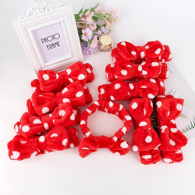 Casoty 10 Pcs Red Dot Makeup Headbands, Spa Gifts - Image 5