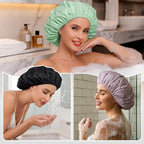 3Pcs Waterproof Shower Caps for Women, Reusable Shower Cap for Long Hair - Image 6